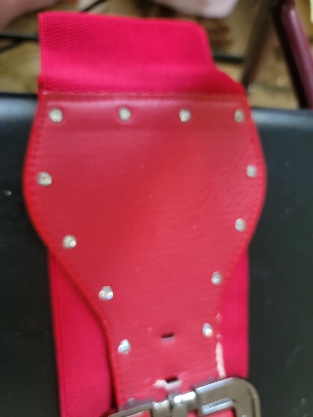 Torrid Wide Red Studded Waist Belt with Silver Buckle - Picture 3 of 4